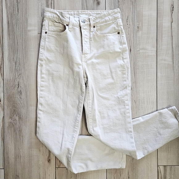 Old Navy High-Rise Straight Jeans - Off White/Cream - Size 0 - Picture 1 of 6